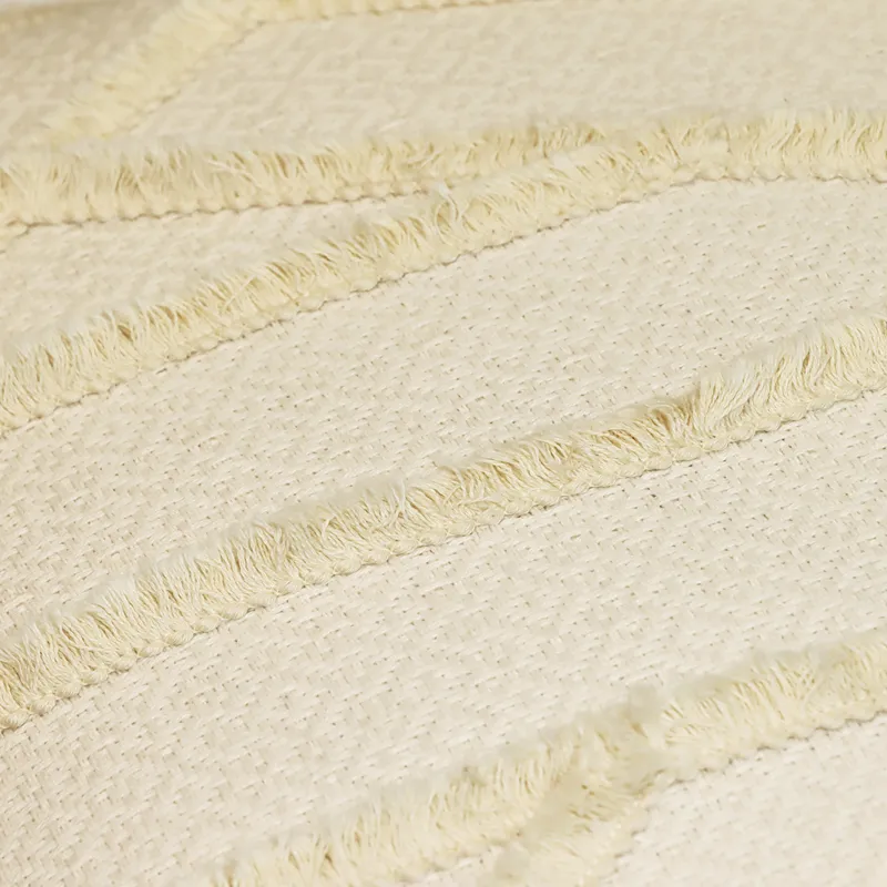 Nova Home Striata Handmade Embroidered 100% Cotton Cushion Cover - 50x50 Cm - Offwhite product thumbnail 3