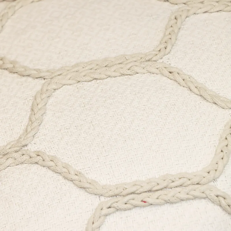 Nova Home Hexora Handmade Embroidered 100% Cotton Cushion Cover - 50x50 Cm - Offwhite product thumbnail 3