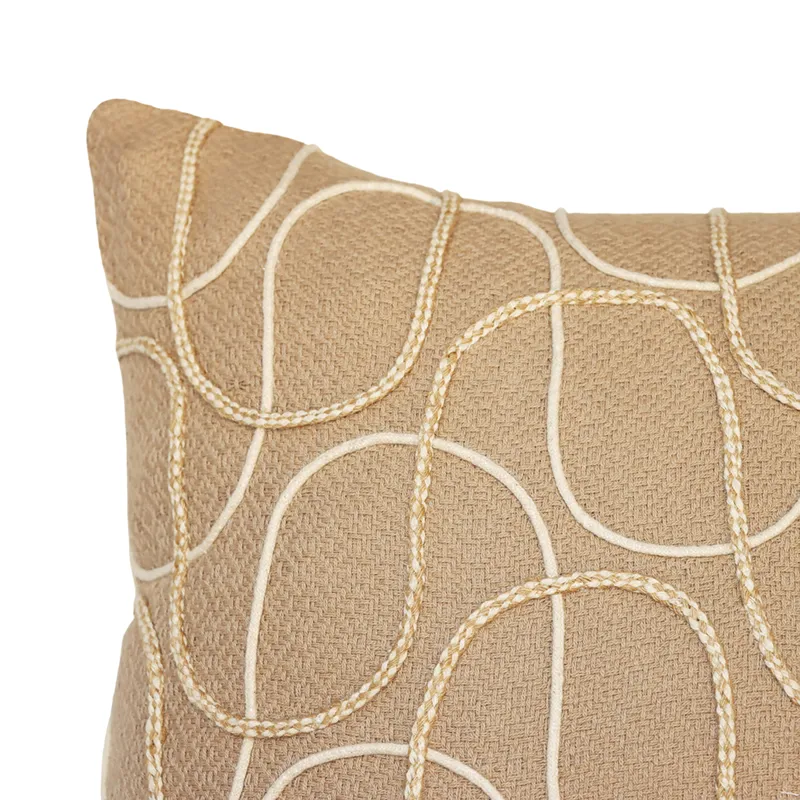 Nova Home Serpina Handmade Embroidered 100% Cotton Cushion Cover 50x50 Cm - Beige product thumbnail 2