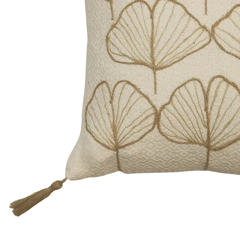 Nova Home Ginkora Handmade Embroidered 100% Cotton Cushion Cover - 35x50 Cm - Offwhite product thumbnail 2