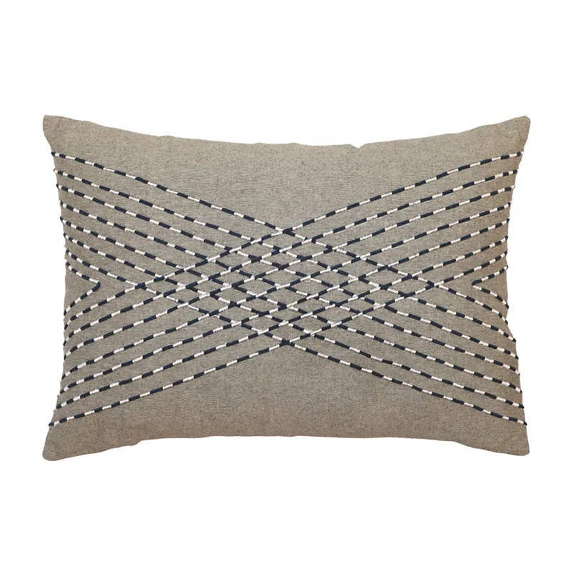 Nova Home Weavora Handmade Embroidered 100% Cotton Cushion Cover - 35x50 Cm - Grey product thumbnail 4