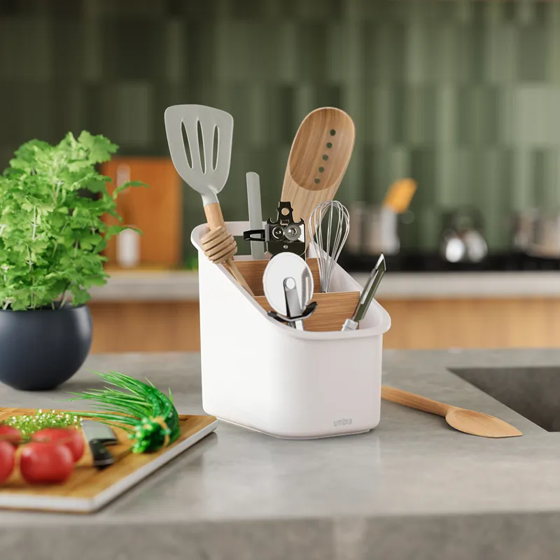Umbra Bellwood 3-Tiers Utensil Holder - White/Natural product thumbnail 2