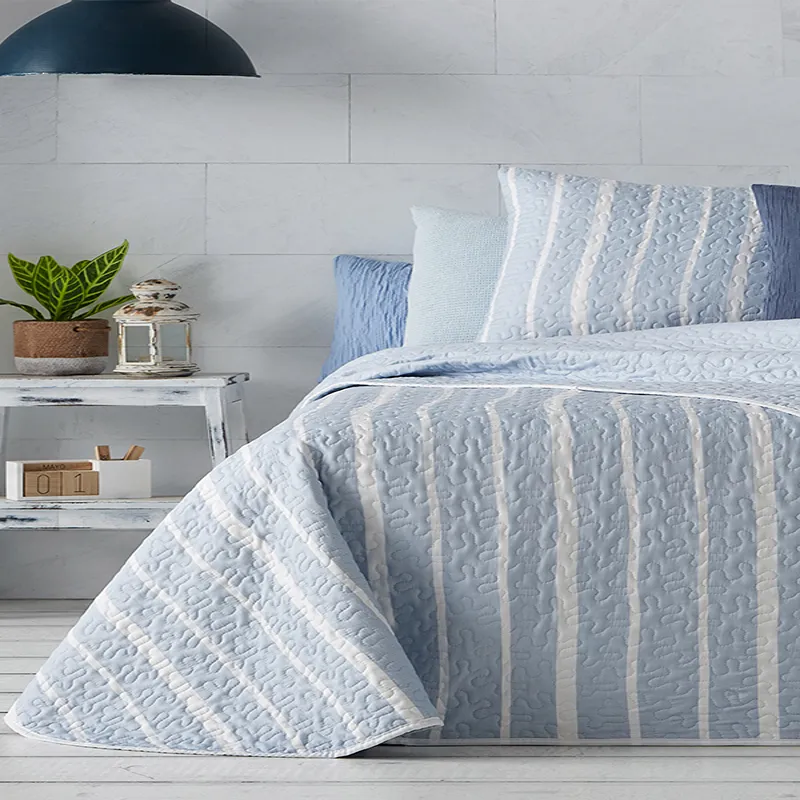 Manterol "Bouti Summer" Reversible Summer Bedspread Set - Blue (126 08) (Available in Sizes) product thumbnail 3