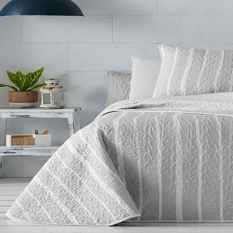 Manterol "Bouti Summer" Reversible Summer Bedspread Set - Grey (126 07) (Available in Sizes) product thumbnail 3