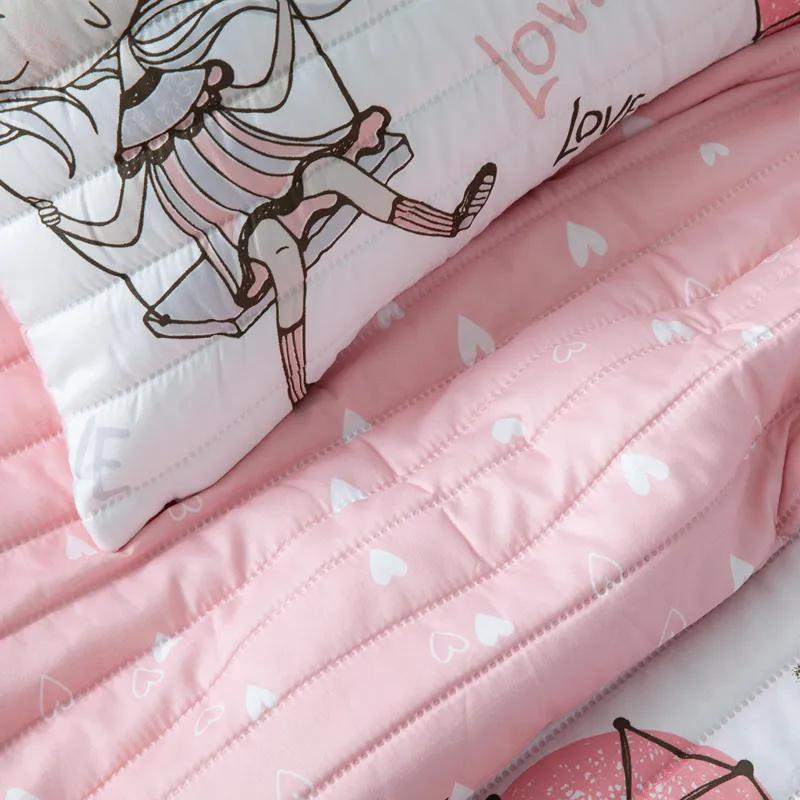 Manterol " Bouti Spot" Junior Reversible Summer Bedspread Set - Single & Twin - 2 Pcs - Pink (607 004) product thumbnail 2