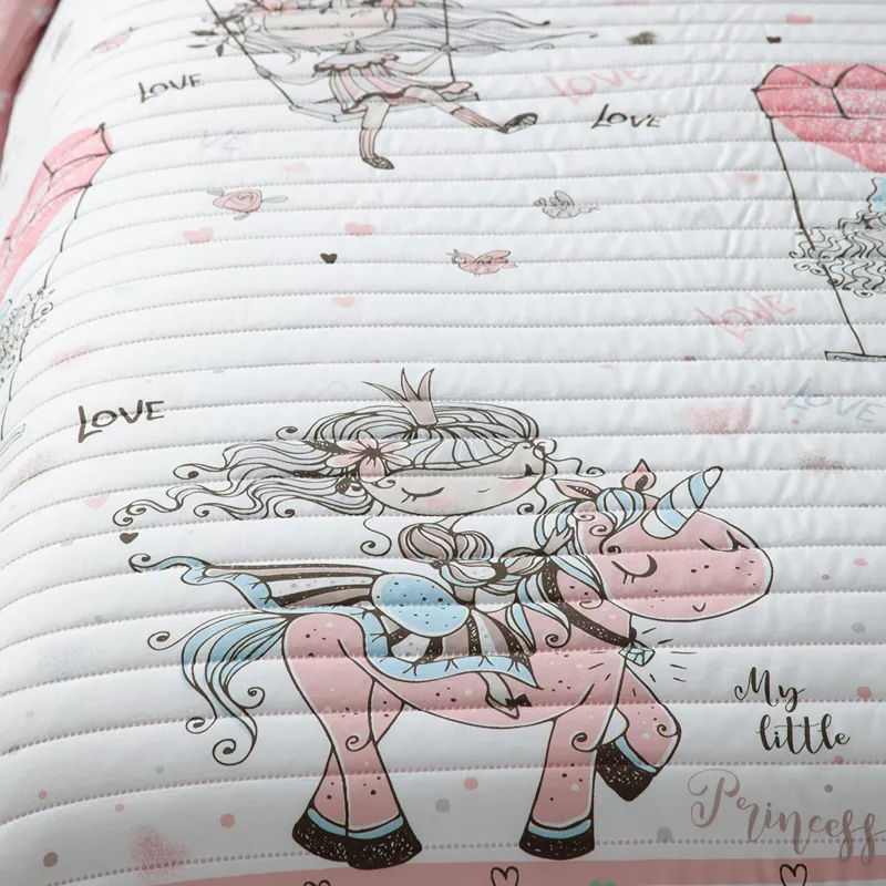 Manterol " Bouti Spot" Junior Reversible Summer Bedspread Set - Single & Twin - 2 Pcs - Pink (607 004) product thumbnail 3