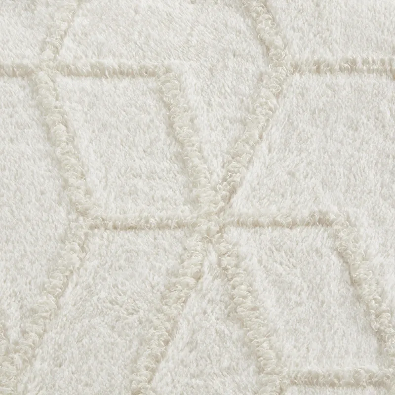 Nova Home Geotri Winter Embroidered Fur Comforter Set with Micro Mink Backing - Ivory (Available In Sizes) product thumbnail 3