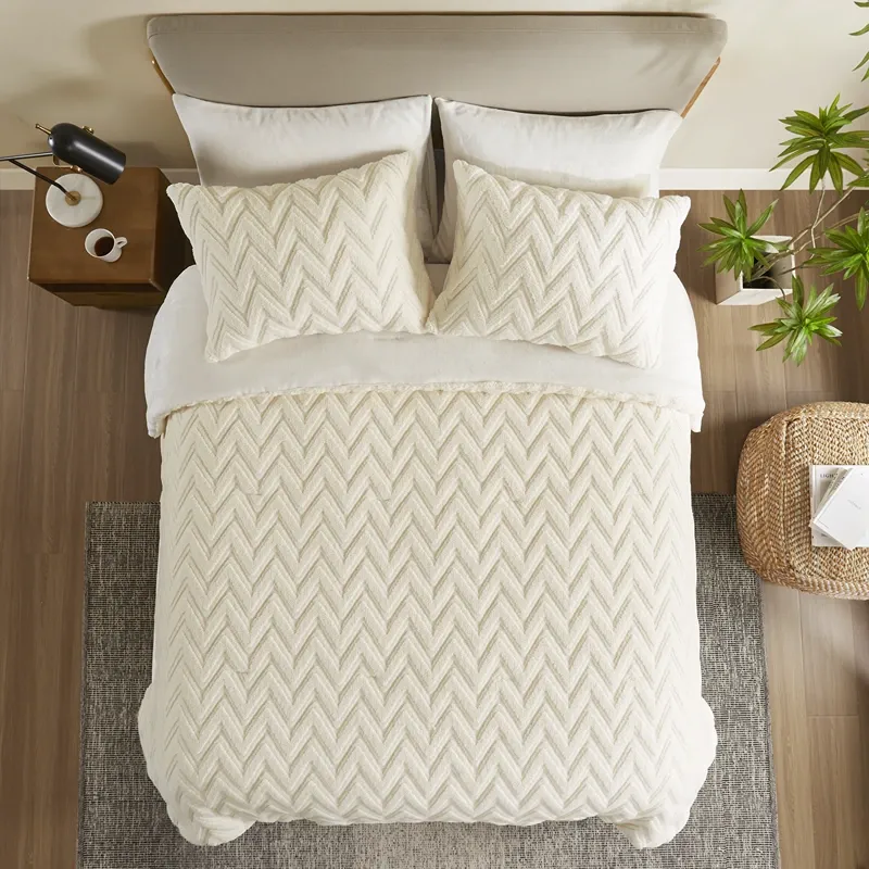 Nova Home Nita 3D Winter Jacquard Sherpa Comforter Set - Ivory (Available In Sizes) product thumbnail 2