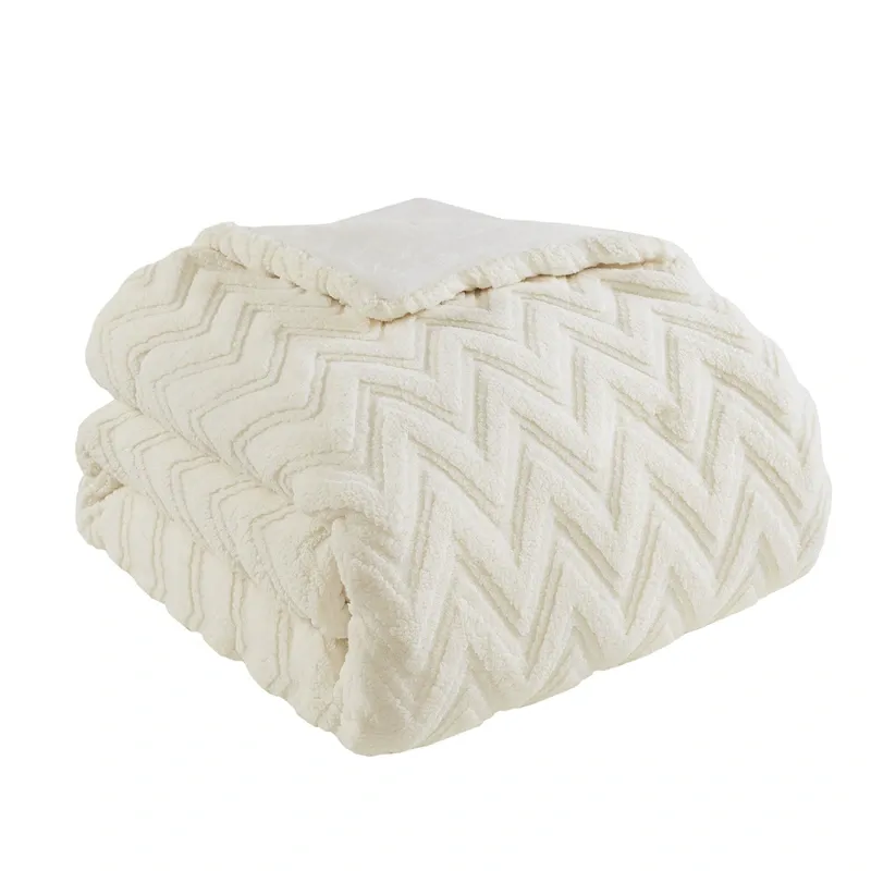Nova Home Nita 3D Winter Jacquard Sherpa Comforter Set - Ivory (Available In Sizes) product thumbnail 4