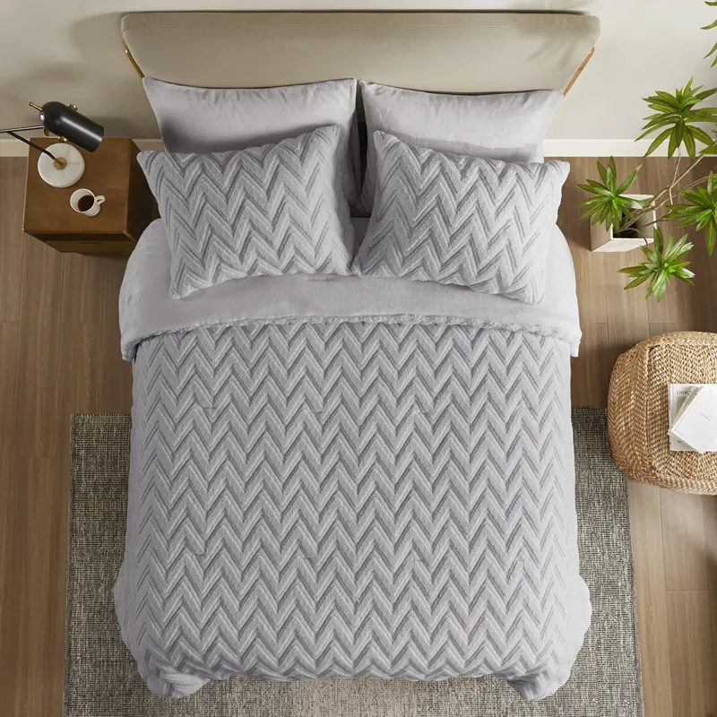 Nova Home Nita 3D Winter Jacquard Sherpa Comforter Set - Grey (Available In Sizes) product thumbnail 2
