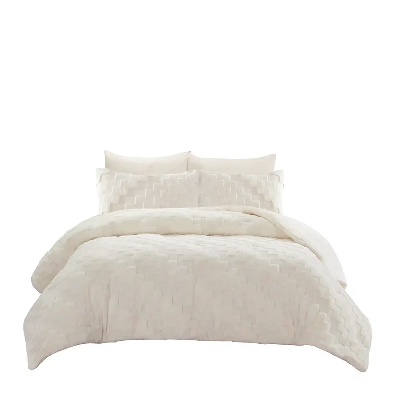 Nova Home Alibina Winter 3D Jacquard Rabbit Fur Comforter Set - White (Available In Sizes) product thumbnail 6