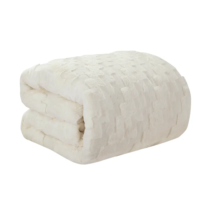 Nova Home Alibina Winter 3D Jacquard Rabbit Fur Comforter Set - White (Available In Sizes) product thumbnail 10
