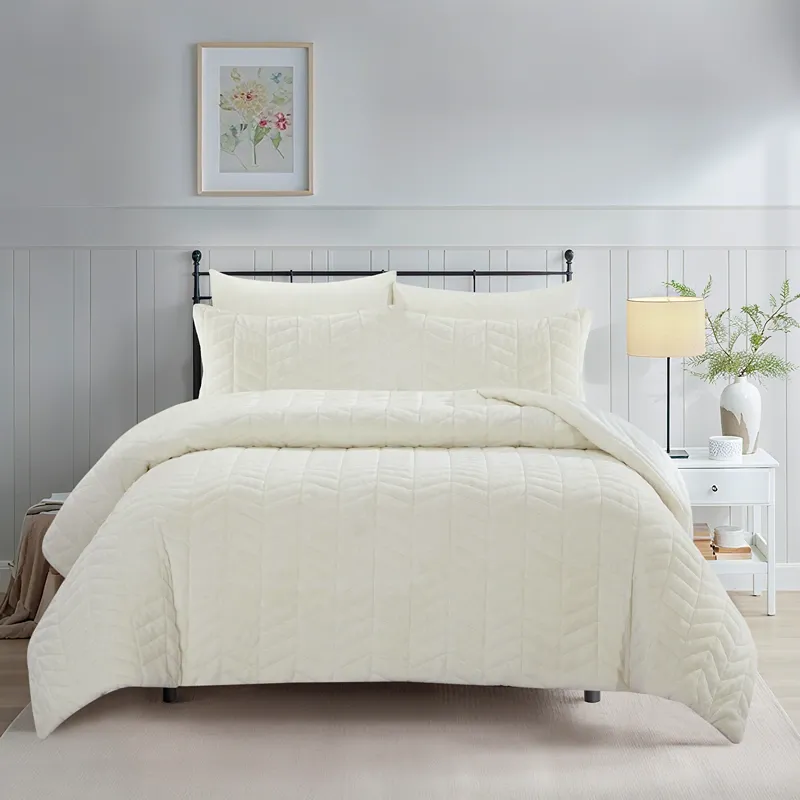 Nova Home Cocora Winter Embroidered UltraSoft CocoFlannel Comforter Set - King/Super King - Ivory product thumbnail 2