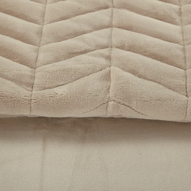 Nova Home Cocora Winter Embroidered UltraSoft CocoFlannel Comforter Set - King/Super King - Beige product thumbnail 5