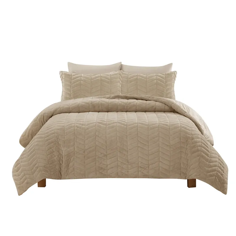 Nova Home Cocora Winter Embroidered UltraSoft CocoFlannel Comforter Set - King/Super King - Beige product thumbnail 10