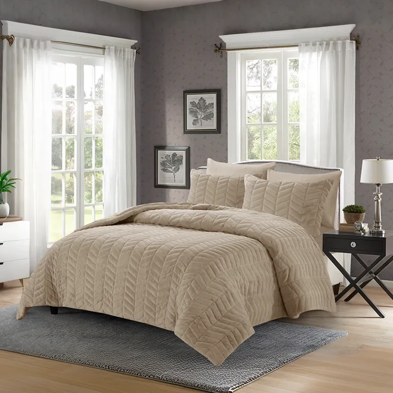 Nova Home Cocora Winter Embroidered UltraSoft CocoFlannel Comforter Set - King/Super King - Beige product thumbnail 4