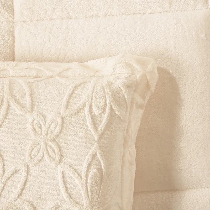 Nova Home Floriva Winter Jacquard Flannel Floral Comforter Set - Off White (Available In Sizes) product thumbnail 4
