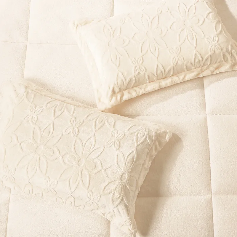 Nova Home Floriva Winter Jacquard Flannel Floral Comforter Set - Off White (Available In Sizes) product thumbnail 5