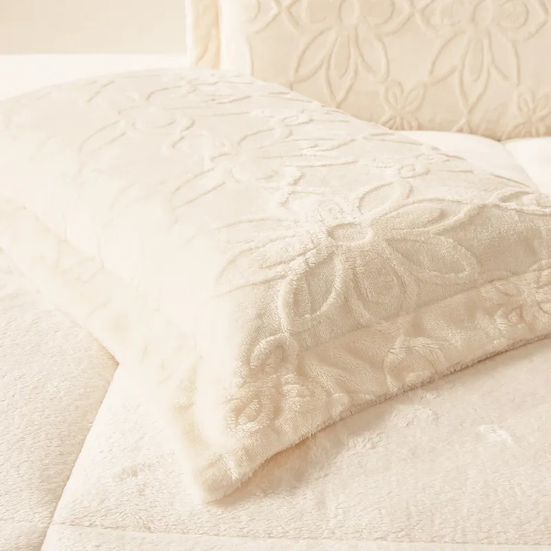Nova Home Floriva Winter Jacquard Flannel Floral Comforter Set - Off White (Available In Sizes) product thumbnail 6