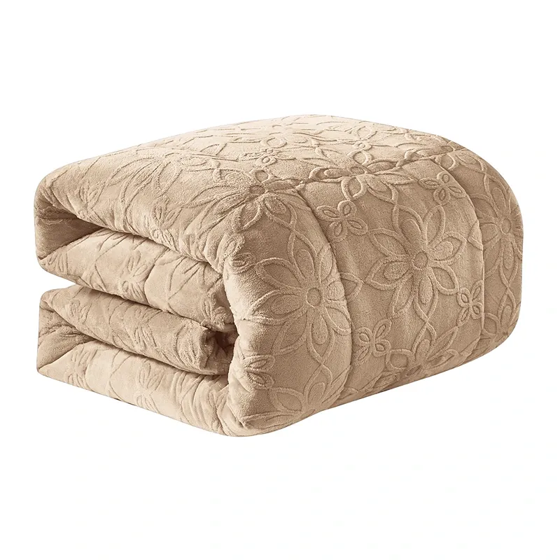 Nova Home Floriva Winter Jacquard Flannel Floral Comforter Set - Beige (Available In Sizes) product thumbnail 9