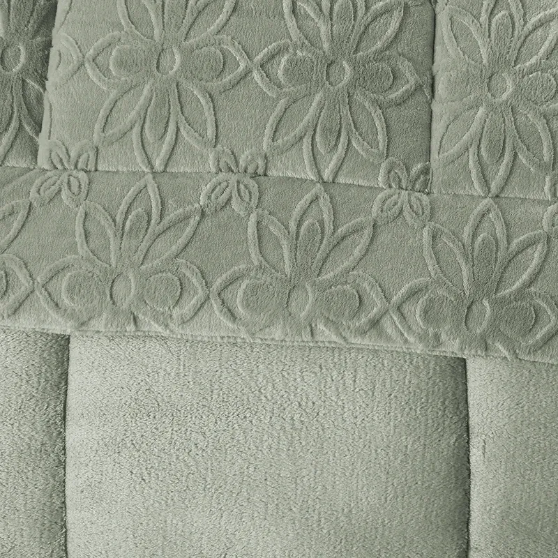 Nova Home Floriva Winter Jacquard Flannel Floral Comforter Set - Green (Available In Sizes) product thumbnail 3