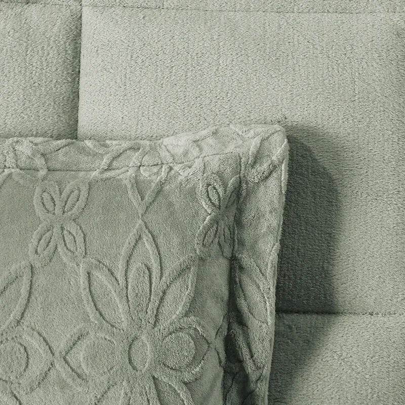 Nova Home Floriva Winter Jacquard Flannel Floral Comforter Set - Green (Available In Sizes) product thumbnail 4