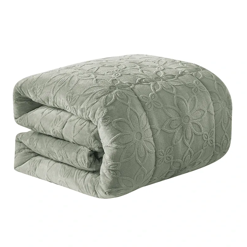 Nova Home Floriva Winter Jacquard Flannel Floral Comforter Set - Green (Available In Sizes) product thumbnail 9