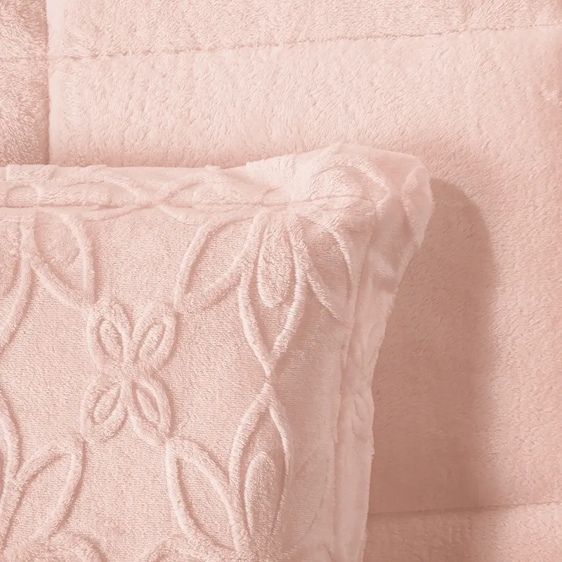 Nova Home Floriva Winter Jacquard Flannel Floral Comforter Set - Pink (Available In Sizes) product thumbnail 4
