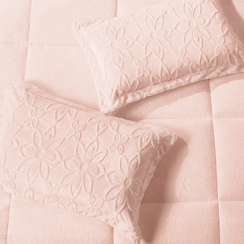 Nova Home Floriva Winter Jacquard Flannel Floral Comforter Set - Pink (Available In Sizes) product thumbnail 5