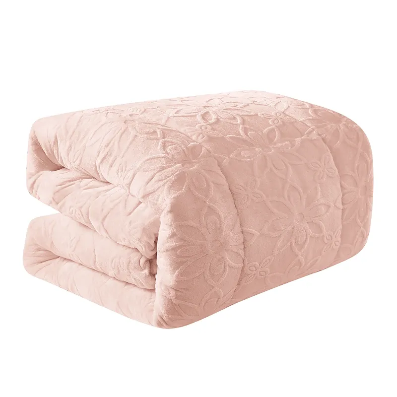 Nova Home Floriva Winter Jacquard Flannel Floral Comforter Set - Pink (Available In Sizes) product thumbnail 9