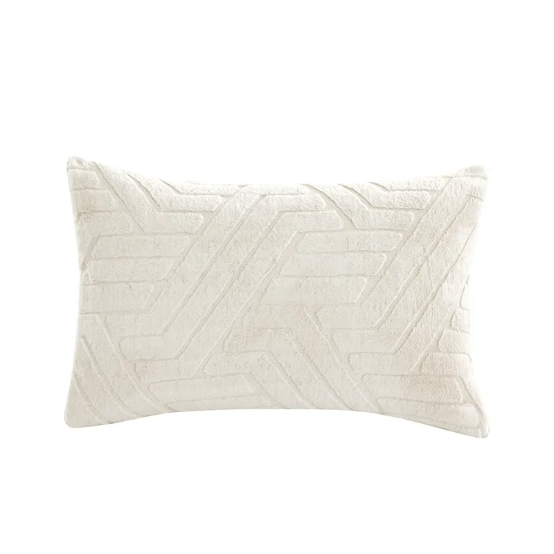 Nova Home Chevrone Winter Jaquard Fur Comforter Set with Soft Mink Backing - Ivory (Available In Sizes) product thumbnail 7
