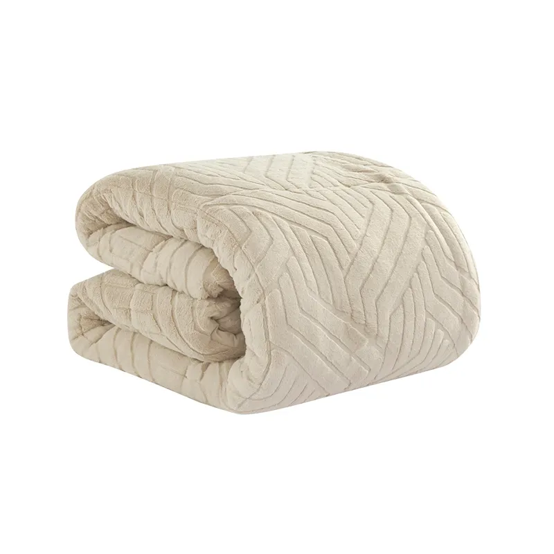 Nova Home Chevrone Winter Jaquard Fur Comforter Set with Soft Mink Backing - Beige (Available In Sizes) product thumbnail 9