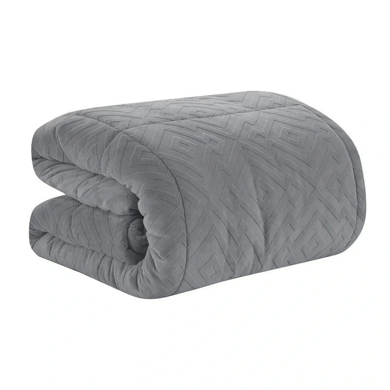 Nova Home Froska Winter Embossed Flannel Comforter Set with Soft Fur Backing - King/Super King - Grey product thumbnail 8