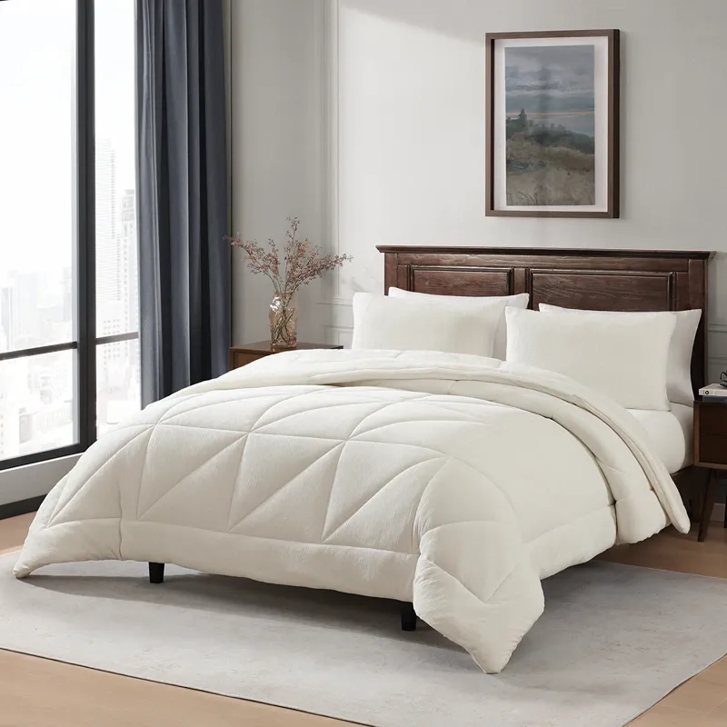 Nova Home Snug Winter Velvet Comforter Set with High Pile Backing - White (Available In Sizes) product thumbnail 4