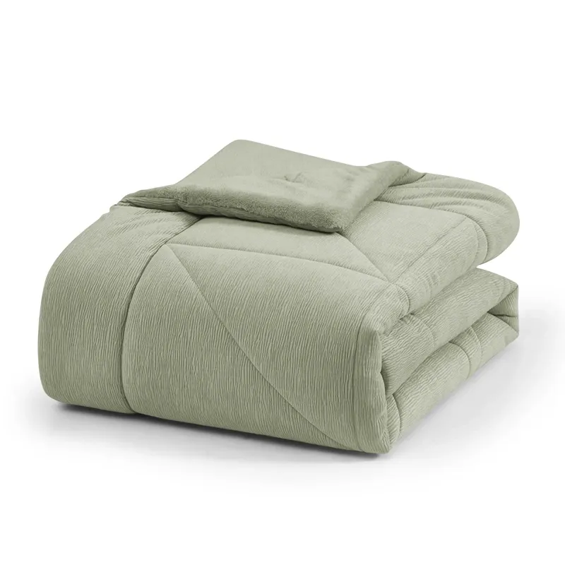 Nova Home Snug Winter Velvet Comforter Set with High Pile Backing - Green (Available In Sizes) product thumbnail 2