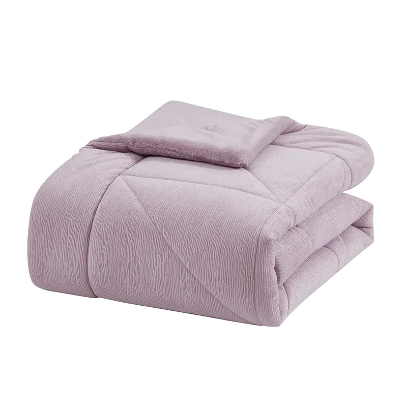 Nova Home Snug Winter Velvet Comforter Set with High Pile Backing - Lilac (Available In Sizes) product thumbnail 2