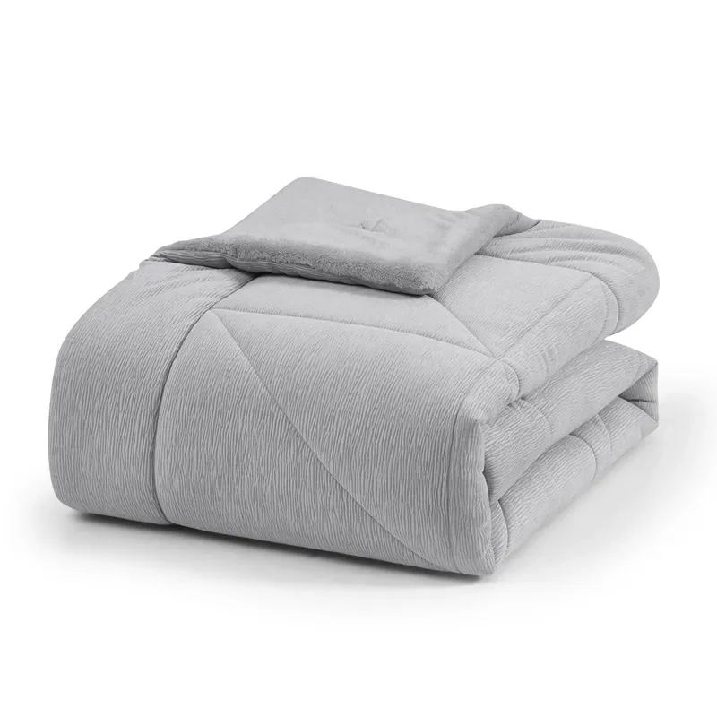 Nova Home Snug Winter Velvet Comforter Set with High Pile Backing - Silver (Available In Sizes) product thumbnail 2
