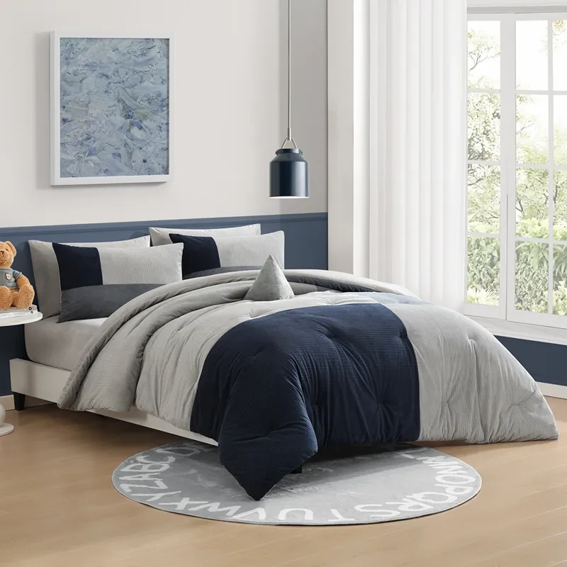 Nova Home Cordee Patchwork Winter Cordroy Comforter Set - Navy (Available In Sizes) product thumbnail 2