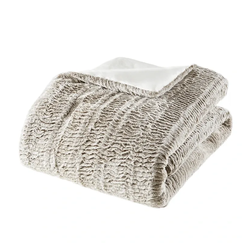 Nova Home Sculpted Winter Jacquard SherpaTextured Comforter Set with Mink Backing - Grey (Available In Sizes) product thumbnail 4