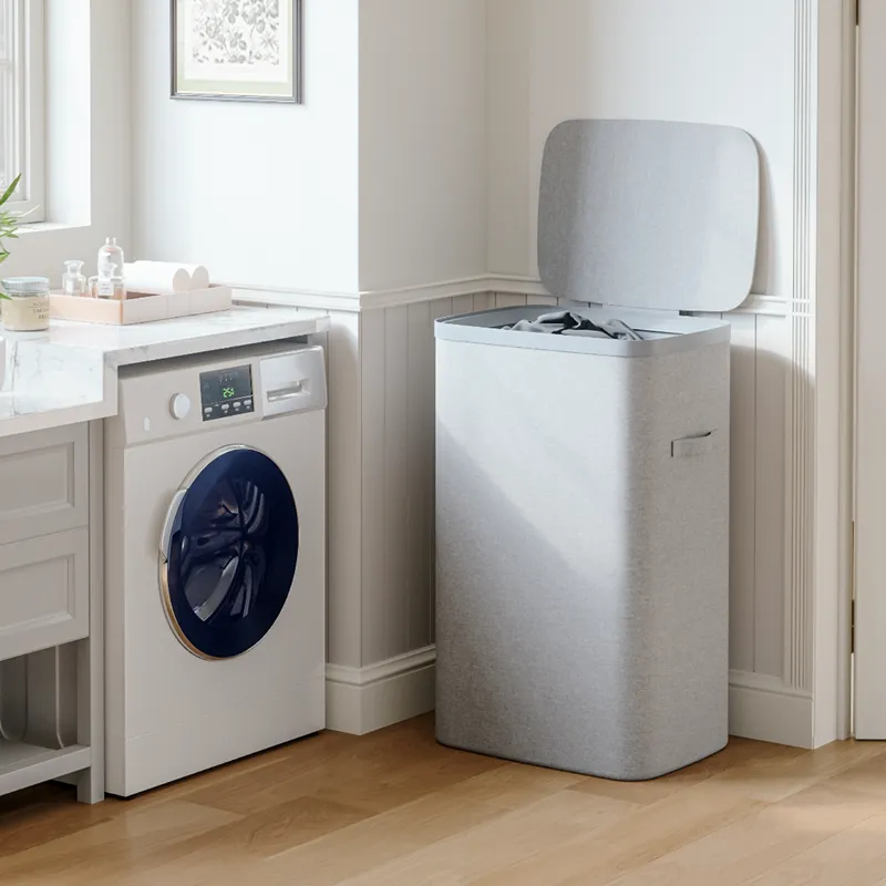 Weva Clary Laundry Basket with Lid – 60L – Light Grey product thumbnail 5