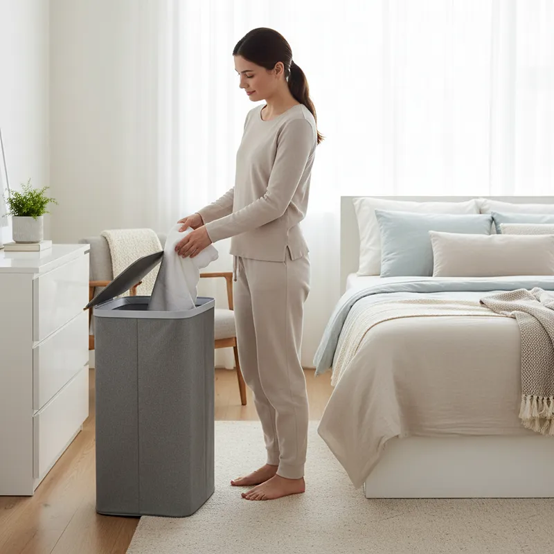 Weva Clary Laundry Basket with Lid – 60L – Dark Grey product thumbnail 7