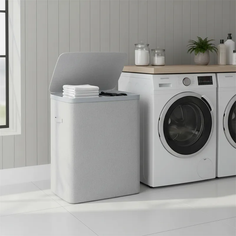 Weva Clary Duo Laundry Dual Basket with Lid – 100L – Light Grey product thumbnail 2