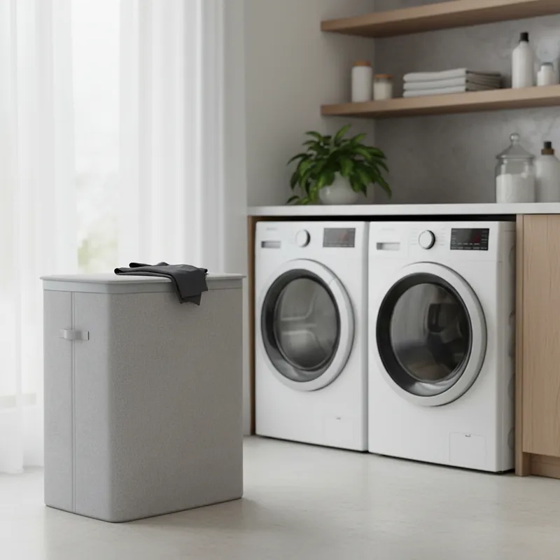 Weva Clary Duo Laundry Dual Basket with Lid – 100L – Light Grey product thumbnail 7