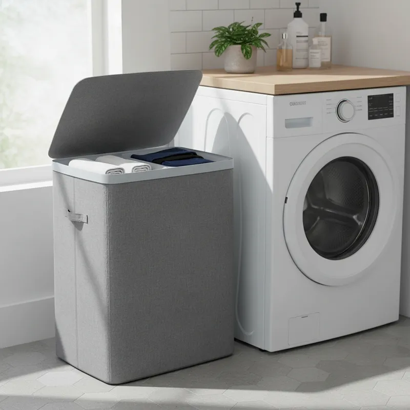 Weva Clary Duo Laundry Dual Basket with Lid – 100L – Dark Grey product thumbnail 2