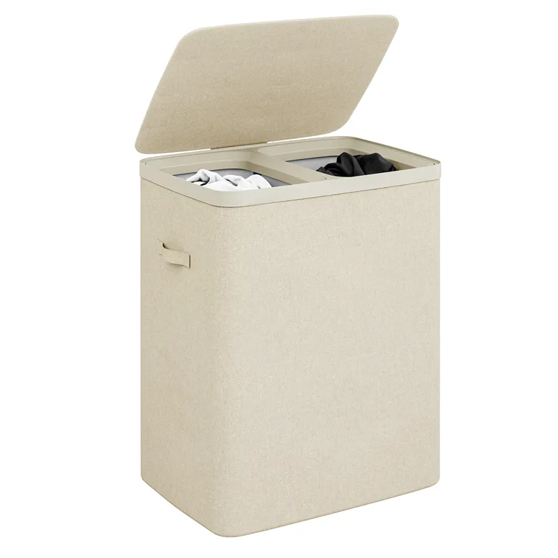 Weva Clary Duo Laundry Dual Basket with Lid – 100L – Beige product thumbnail 4