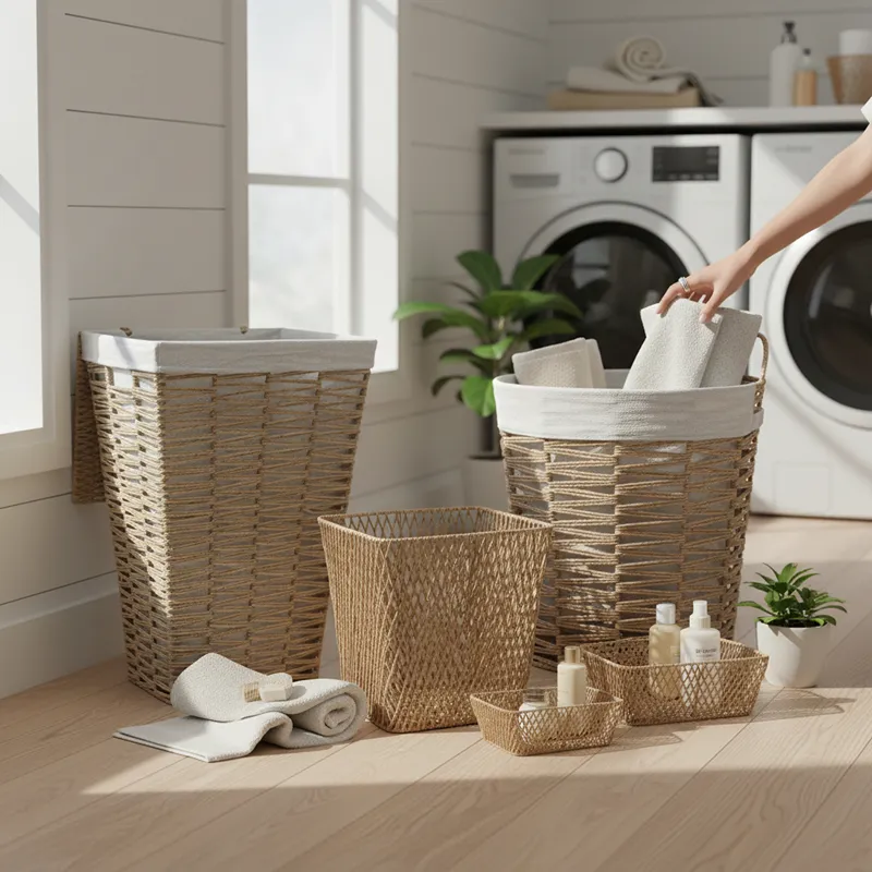 Weva Drima Paper Woven Storage Basket - Medium – Natural product thumbnail 2