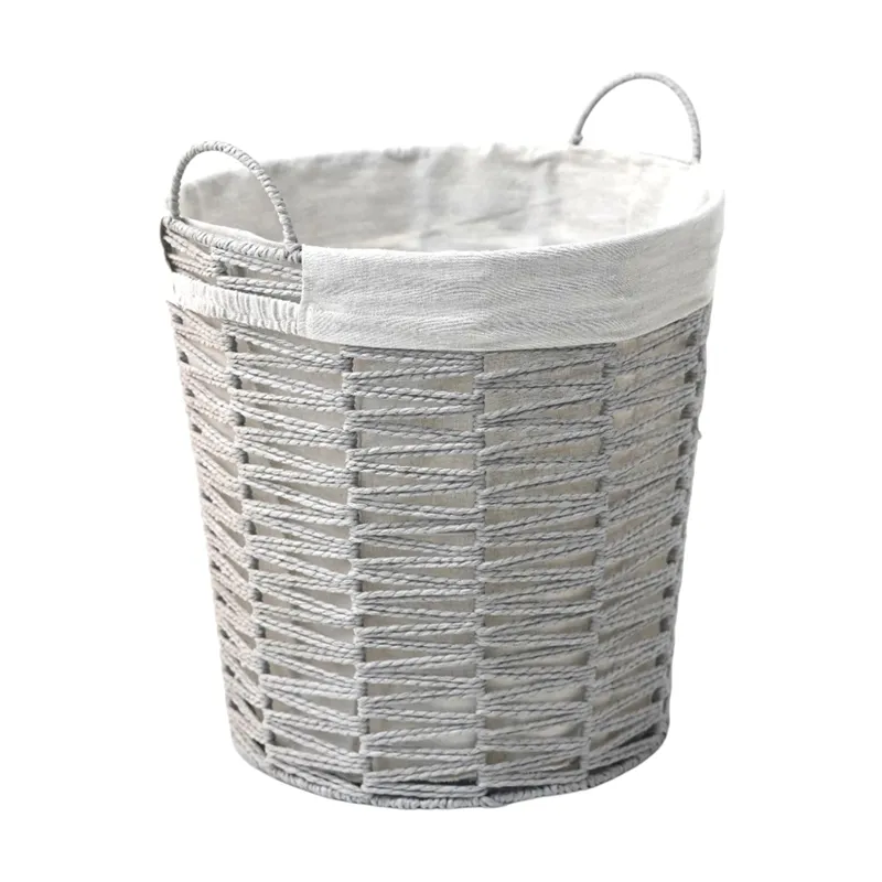 Weva Brisa Paper Woven Storage and Laundry Basket – Grey product thumbnail 4