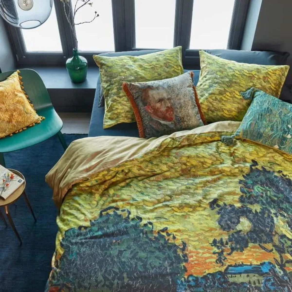Van Gogh Evening Twilight Duvet Cover Set - 100% Cotton Satin, 220 Thread Count - King & Super King - 3 Pcs - Green product thumbnail 2
