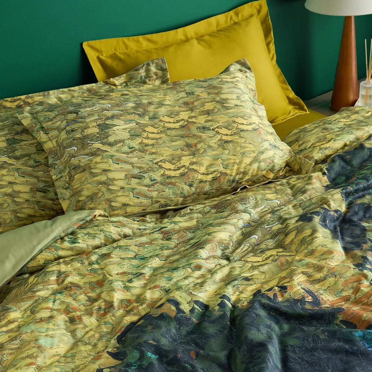 Van Gogh Evening Twilight Duvet Cover Set - 100% Cotton Satin, 220 Thread Count - King & Super King - 3 Pcs - Green product thumbnail 4