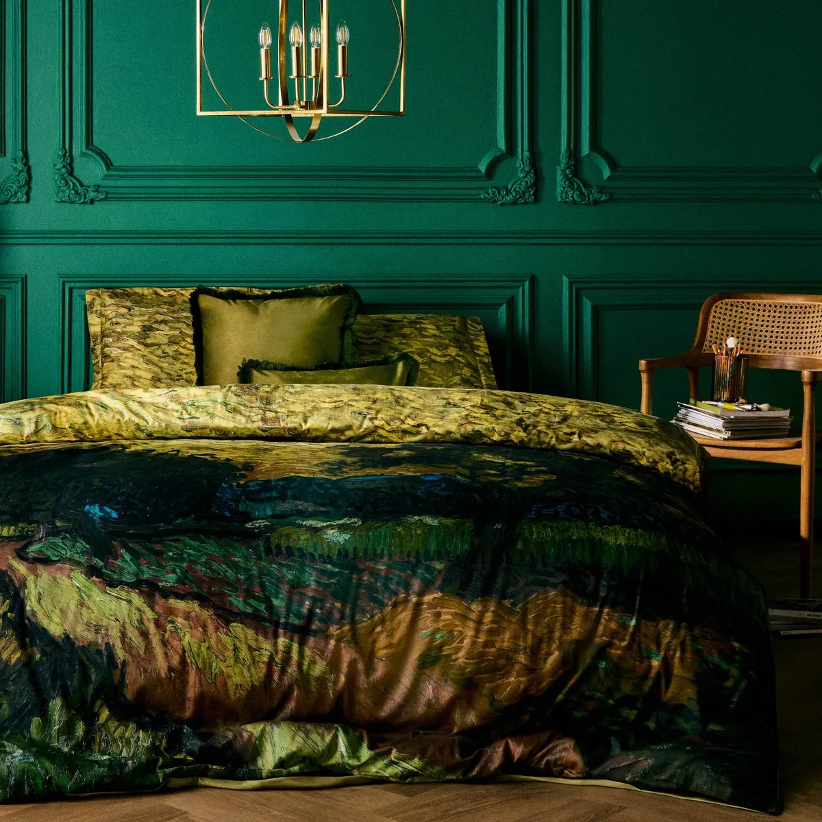 Van Gogh Evening Twilight Duvet Cover Set - 100% Cotton Satin, 220 Thread Count - King & Super King - 3 Pcs - Green product thumbnail 6